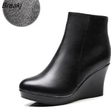 2023 Genuine Leather Autumn Winter Boots Shoes Women Ankle Boots Female Wedges Boots Women Boot Platform