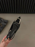 Flat-Bottomed Black Baotou Sandals Fairy Shoes 2023 New Spring And Summer Pointed Diamond Single