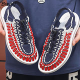Sandals Men Handmade Weave Hollow Shoes Outdoor Non-slip Beach Sandals Lightweight Summer Women Sandalias Plus Size