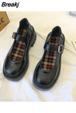 Women's Shoes Platform Casual Female Sneakers Oxfords Round Toe British Style Clogs Leather On Heels Summer Preppy Cotton