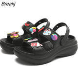 Sandals for Women 2023 Korean Wedge Platform High Heels Ladies Shoes Outdoor Beach Peep Toe Non-slip Sandalias De