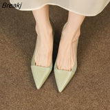 New Stitching Brown Shallow Mouth Shoes Women's French Pointed Toe Stiletto All-match Temperament High Heels 35-39
