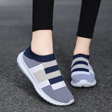 Color Knit Breathable Sneakers for Women 2023 Non Slip Soft Sole Casual Flats Woman Plus Size Slip On Sock Shoes