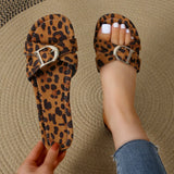 Women's Slipper Summer Flat Casual Home Fashion Low Price Leopard Print Color Hot Shoes Women Sandals Plus Size