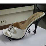 Color Slippers Women Shoes Sexy Patent Leather High Heel 10.5CM Pointed Toe Sandals Shoes Women 2023 Female Wedding