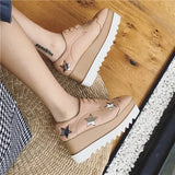 Womens Sneakers Shoes Wedge Basket 2024 Platform Tennis Female Roses Fashion Thick Sole Silver Trainers High Lace-Up Fabric PU