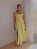 New Solid Color Sexy Tective Dress Body Shaped Fish Bone Tie Sling Small Top Suit