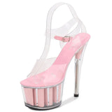 Tube Dancing Shoes High-heeled Shoes Sandals Thin-heeled 17cm Sexy Sequins Platform Hate Sky high-heeled Shoes