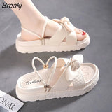New Sandals Ladies Summer Fairy Style Fashion Student Thick Soled Roman Flats Indoor Slippers Slippers