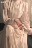 Elegant Solid Midi Dress Turtleneck Design 2023 Spring One Piece Dress Korean Fashion Long Sleeve Fairy Even Party