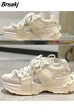 Womens Trainers Shoes Summer Sneakers Woman-shoes Platform Running 2023 Fashion Roses Thick Sole Heels Lace-Up Med Cotton