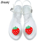 Women Fruit Sandals Transparent PVC Flat Flip-flop Sandal Ladies 2022 Summer Outdoor Fashion Non-slip Buckle Strap Beach