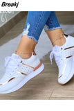 Mujer 2023 Women's Sneakers Platform Shoes Leather Stitching Casual Sneakers Women's Outdoor Running Vulcanized