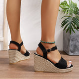 5-9cm Sandalias Mujer Ankle Strap Sandals, Sapatos Mulher Wedge Heels for Women with Closed Toe Wedge