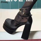 Fashion Women Pumps Retro Mary Janes Chunky Heels Sandals Spring Platform Dress Party Wedding Basic Shoes Woman Big