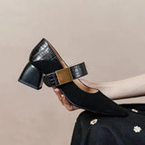 Jane Shoes for Woman 2024 New Spring Fashion Chunky Party Shoes Women's Square Toe High Heels Shoes Retro Black Woman