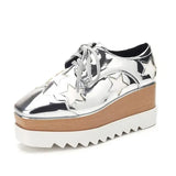 Womens Sneakers Shoes Wedge Basket 2024 Platform Tennis Female Roses Fashion Thick Sole Silver Trainers High Lace-Up Fabric PU