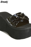 Brand New Gothic Style Vampire Cosplay Platform Wedges Woman Shoes Sandals 2023 Summer Women Shoes Slipper