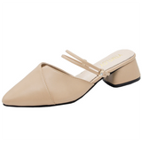Pointed Toe slides Shallow High Heels Shoes Sandals Black Beige Block Square Heel Pumps 2023 Party Women Mules