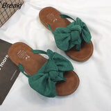 New Summer Fashion Elegant Women Slippers Flip Flops Bow Outdoor Sports Beach Comfortable Solid Color Sandals Women