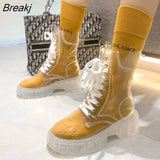 Women Ankle Boots Transparent Thick Sole Waterproof Ankle Boots Women Transparent Heel Booties Sexy Women Rain