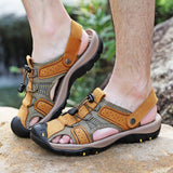 Men Summer Sandals Leather Outdoor Beach Shoes Pure Handmade Shoes Fashion Big Size Slippers Men Luxury Casual