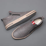 on Men's Chelsea Boots Spring Fashion High-Top Sneaker Shoes British All-match Casual Leather Shoes Wear-Resistant