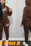 Two Piece Set Women Hooded Sweatsuits Fashion Pink Letter Leopard Print Tracksuit Casual Female Outfits Streetwear