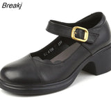 2023 Spring Autumn Shoes Woman Genuine Leather Women Pumps Lady Round Toe Platform Shallow Mouth High Heel