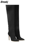 Women Knee High Boots Pointed Toe High Heel Ladies Shoes Party Shoes Stiletto Demonia Boots Stretch Cloth Boots For Women