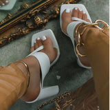 Size Summer New Fashion Apricot Sandals Women Mules High Heels Slippers Sandals Sexy Square Open-toed Heel High