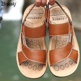 Men Leather Sandals Classic Mens Shoes Beach Slippers Soft Sandals Male Roman Sandal Comfortable Outdoor Walking