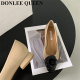 Flats Shoes Woman Brand Metal Buckle Round Toe Ballerina Comfortable Shallow Slip on Casual Ballet Embroidery Black