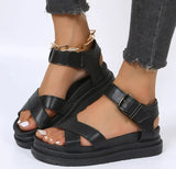 Toe Flatform Wedges Shoes Woman Summer Beach Sandals Sexy Women Plus Size PU Leather