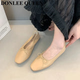 Fashion Candy Color Flats Ballet Shoes Women Female Ballet Round Toe Shallow Bow Knot Ballerina Soft Moccasin Zapatos