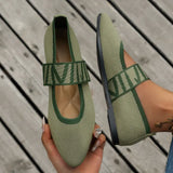 Women's Ballet Flats 2024 Knit Pointed Toe Low Heel Barefoot Shoes Spring Autumn Comfortable Slip on Casual Shoes Zapatos