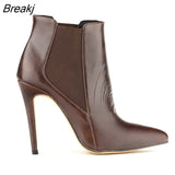 Women Elastic Ankle Boots Square High Heels Female Pointed Toe Solid Color Short Boot Ladies Casual Fashion