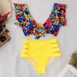 Bikini2025 New Lotus Edge Bikini Split Swimsuit Sexy High