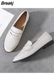 woman oxford shoes chunky heels loafers slip on brogues round toe all-match moccasins women leather derby shoes