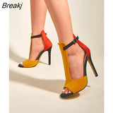 Summer Yellow High Heels Women Gladiator Sandals Ankle Buckle Strap Fashion Stripper Ladies Shoes Open Toe