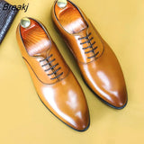 Mens Formal Shoes Genuine Leather Oxford Shoes For Men Italian 2020 Dress Shoes Wedding Laces Leather Business Shoes