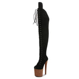 Peep Toe Boots Pole Dance Boots Stripper High Heels Women Sexy Show Shoes Party Club 20 CM Heels Platform ZIP Lace-Up