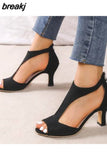 for Women 2023 New Modern Sandals Women's Sandals Sexy Party Sandals Women Zipper Heeled Sandals Open Toe Shoes