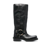 Toe Denim Boots For Women Star Style Low Heel Women's High Boots Leisure Luxury Shoes Large Size Slip-on Western