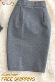 Women's Skirt Solid High Waist Work Pencil Skirt 2023 New Fashion Ladies Slim Fit Split Office OL Skirt Grey Red Black