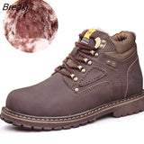 Leather Autumn Winter Boots 2022 Men Winter Shoes Warm Plush for Cold Winter Military Boots Ankle Botas Men's Boots