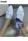 New Shoes for Women Mules Women's Slippers Fashion Pointed Toe Slippers Women Denim Shoes Ladies Comfortable Flat