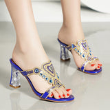 Women With Crystal High-Heeled Sandals Wear 2024 New Diamond Sandals In Summer. Roman Slippers Are