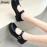 Fashion Buckle Bow Platform Mary Jane Shoes for Women Thick Heel Square Toe Lolita Shoes Woman Lovely Cosplay Heels