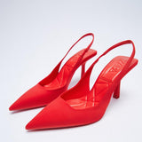 Breakj 2023 New Pointed Thin Heel Single Shoes Behind The Empty Bag Head Sandals High Heel Shoes Green Women